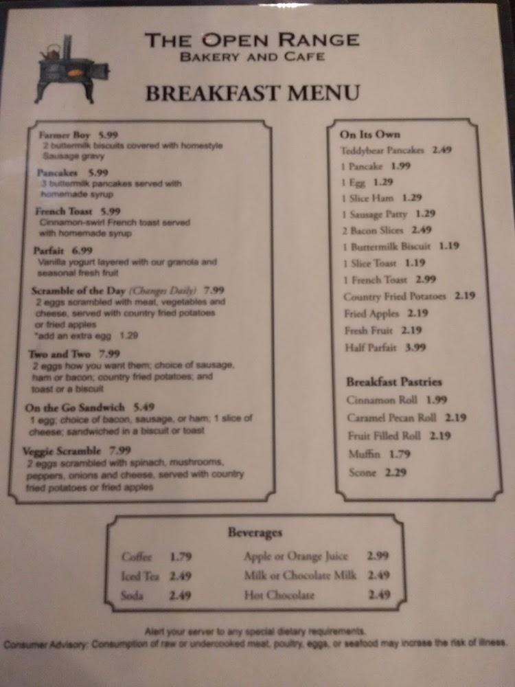 The Open Range Bakery Menu image 4
